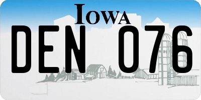 IA license plate DEN076