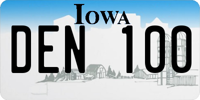 IA license plate DEN100