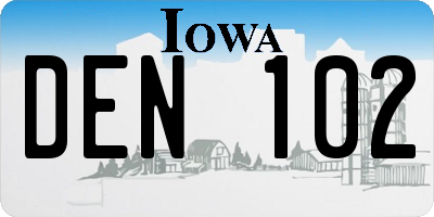 IA license plate DEN102
