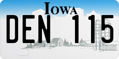 IA license plate DEN115