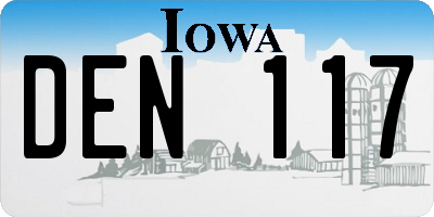 IA license plate DEN117