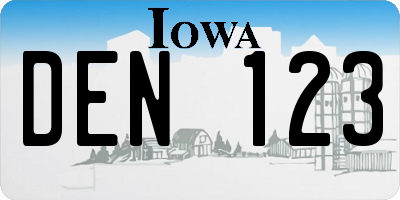 IA license plate DEN123