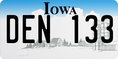 IA license plate DEN133