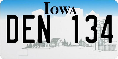 IA license plate DEN134