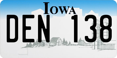 IA license plate DEN138