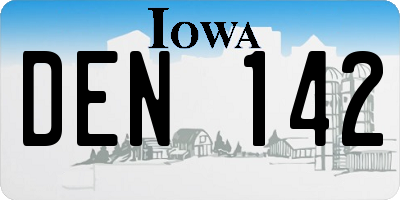 IA license plate DEN142