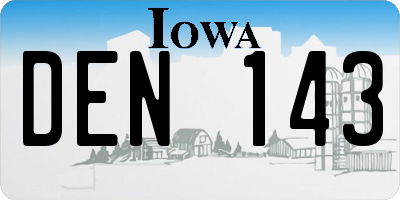 IA license plate DEN143