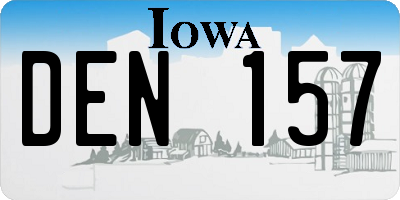 IA license plate DEN157