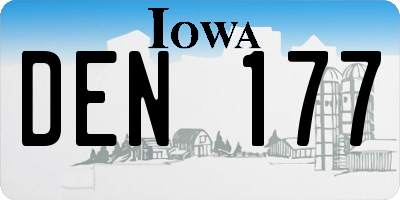 IA license plate DEN177