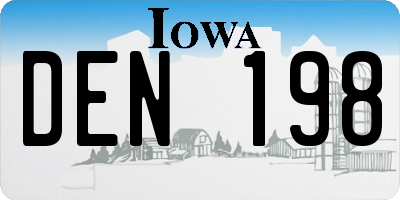IA license plate DEN198