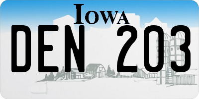 IA license plate DEN203