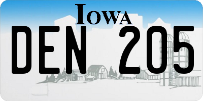 IA license plate DEN205