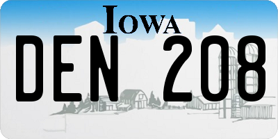 IA license plate DEN208