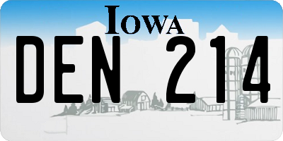 IA license plate DEN214