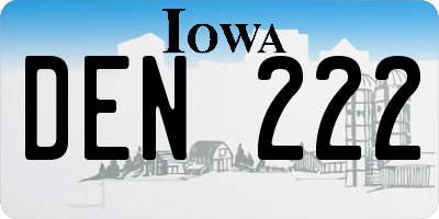 IA license plate DEN222