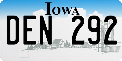 IA license plate DEN292