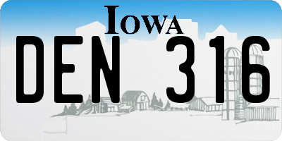 IA license plate DEN316