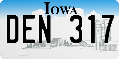 IA license plate DEN317