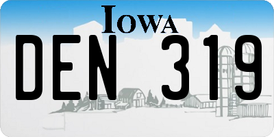 IA license plate DEN319