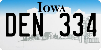 IA license plate DEN334