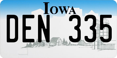 IA license plate DEN335