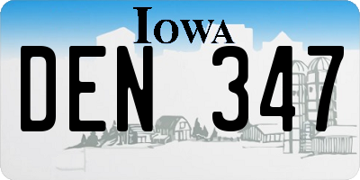 IA license plate DEN347