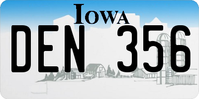 IA license plate DEN356
