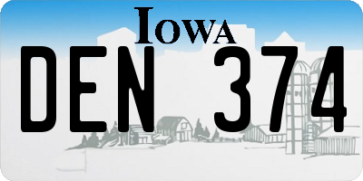 IA license plate DEN374