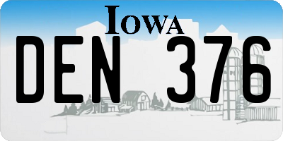IA license plate DEN376