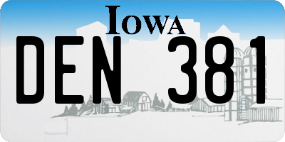 IA license plate DEN381