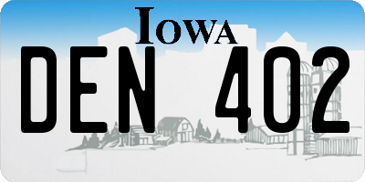 IA license plate DEN402