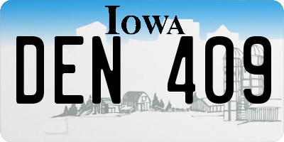 IA license plate DEN409