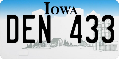 IA license plate DEN433