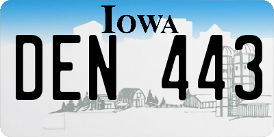 IA license plate DEN443
