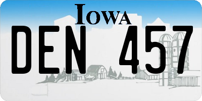 IA license plate DEN457