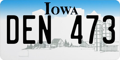 IA license plate DEN473