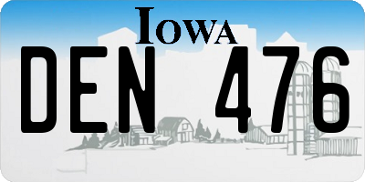 IA license plate DEN476