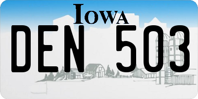 IA license plate DEN503