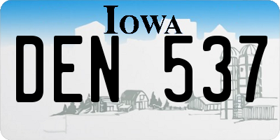 IA license plate DEN537