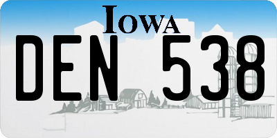 IA license plate DEN538