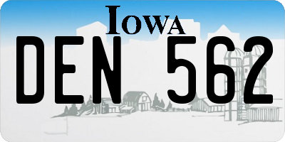 IA license plate DEN562