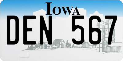 IA license plate DEN567