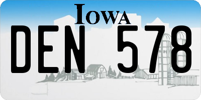 IA license plate DEN578
