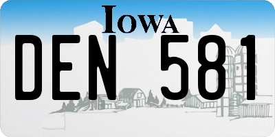 IA license plate DEN581
