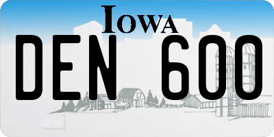 IA license plate DEN600