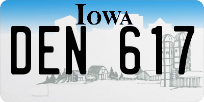 IA license plate DEN617