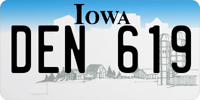 IA license plate DEN619
