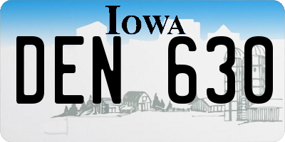 IA license plate DEN630