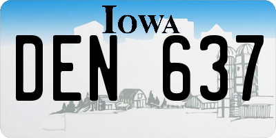 IA license plate DEN637