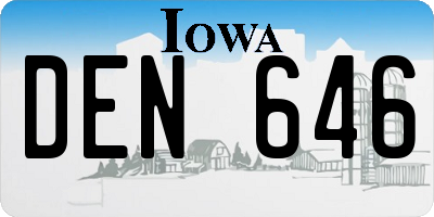 IA license plate DEN646